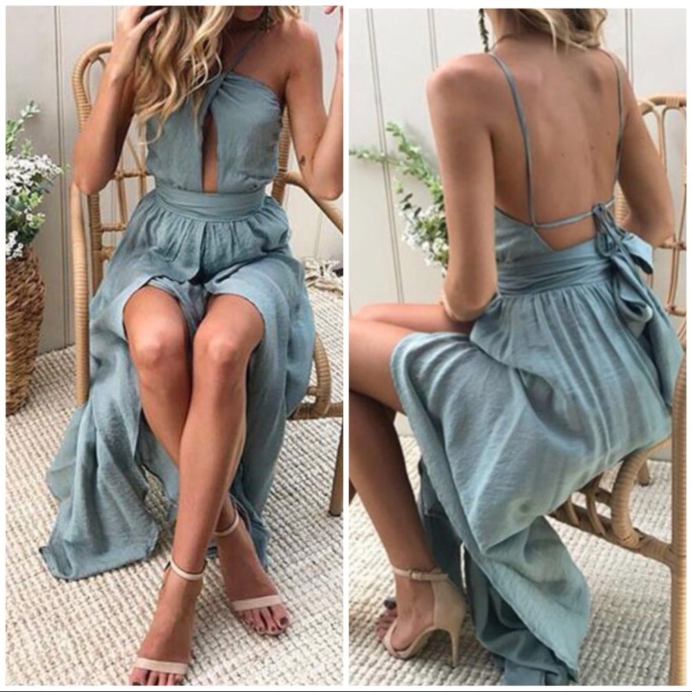 Gray Sling Starppy Back Maxi - Dress